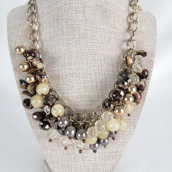 Erica Lyons Jewelry - Erica Lyons Cluster Crystal Tigers Eye Cha Cha Necklace
